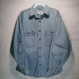 John Weitz Button Down Denim Carpenters Shirt Mens Sz. M